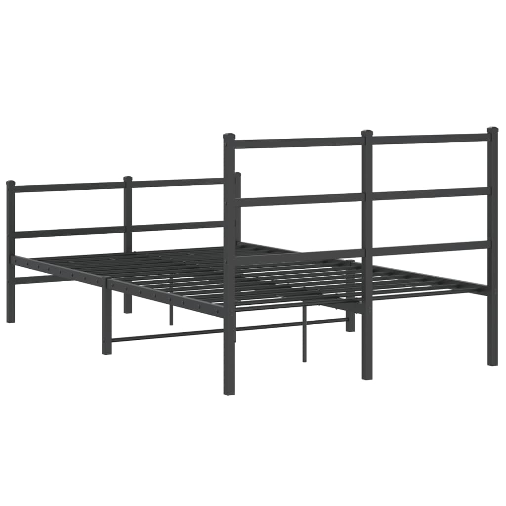 vidaXL Metal Bed Frame without Mattress with Footboard Black 120x190cm