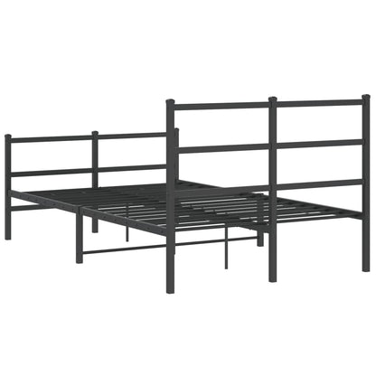 vidaXL Metal Bed Frame without Mattress with Footboard Black 120x190cm