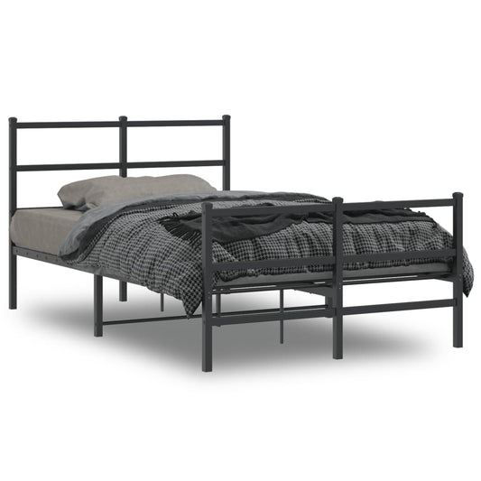 vidaXL Metal Bed Frame without Mattress with Footboard Black 120x190cm