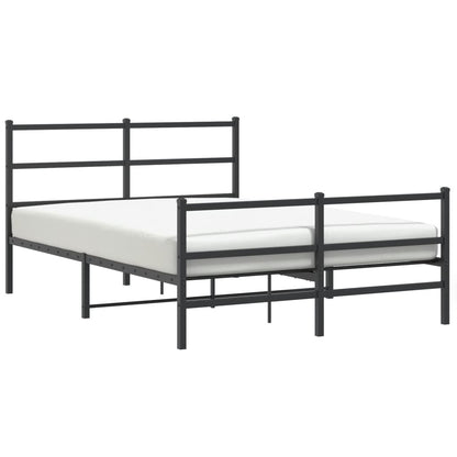 vidaXL Metal Bed Frame without Mattress with Footboard Black 135x190cm