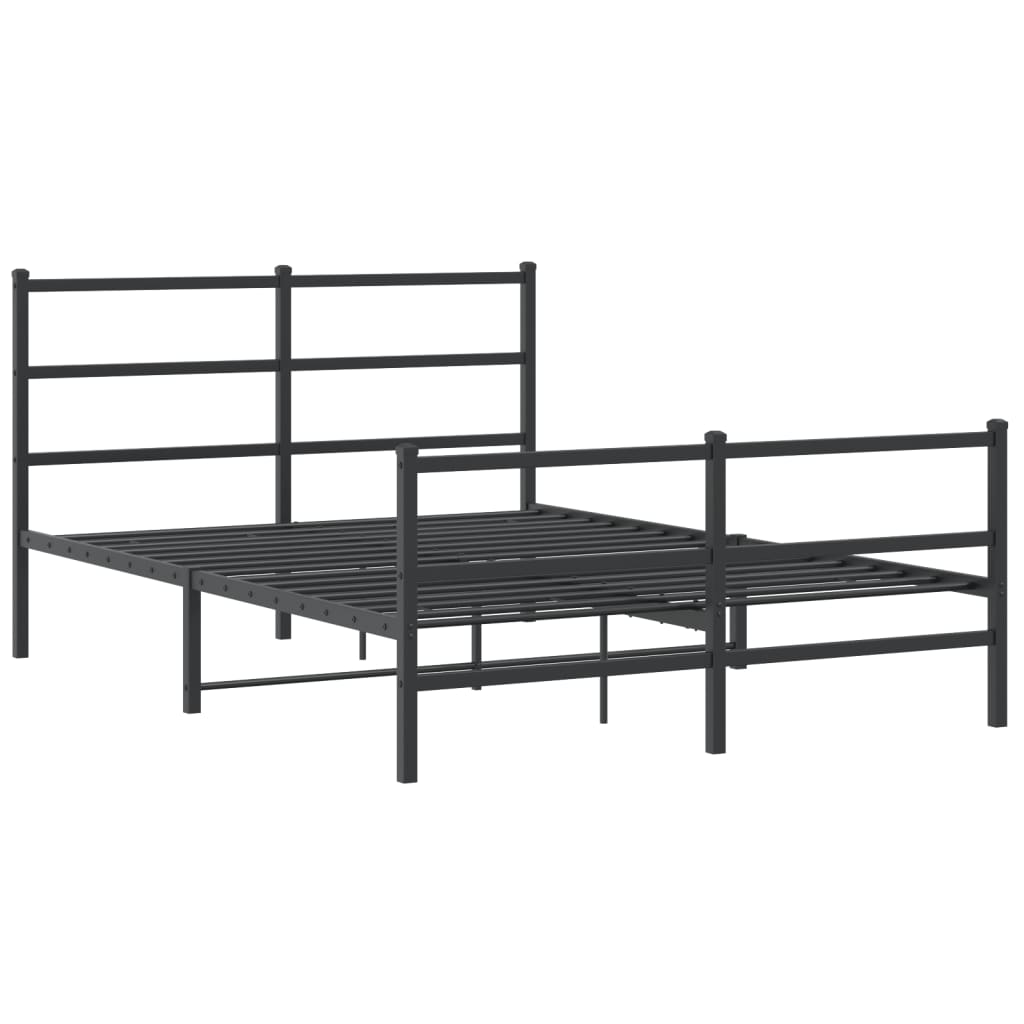 vidaXL Metal Bed Frame without Mattress with Footboard Black 135x190cm