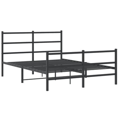 vidaXL Metal Bed Frame without Mattress with Footboard Black 135x190cm