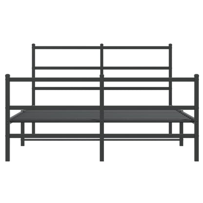 vidaXL Metal Bed Frame without Mattress with Footboard Black 135x190cm