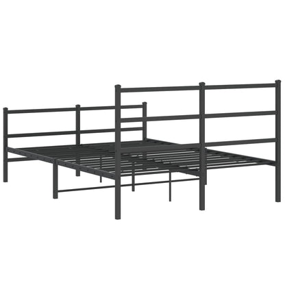 vidaXL Metal Bed Frame without Mattress with Footboard Black 135x190cm