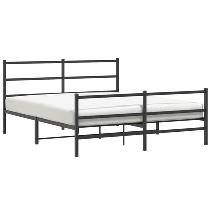 vidaXL Metal Bed Frame without Mattress with Footboard Black 150x200cm
