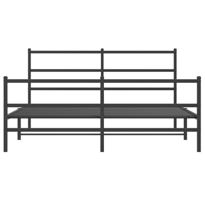 vidaXL Metal Bed Frame without Mattress with Footboard Black 150x200cm