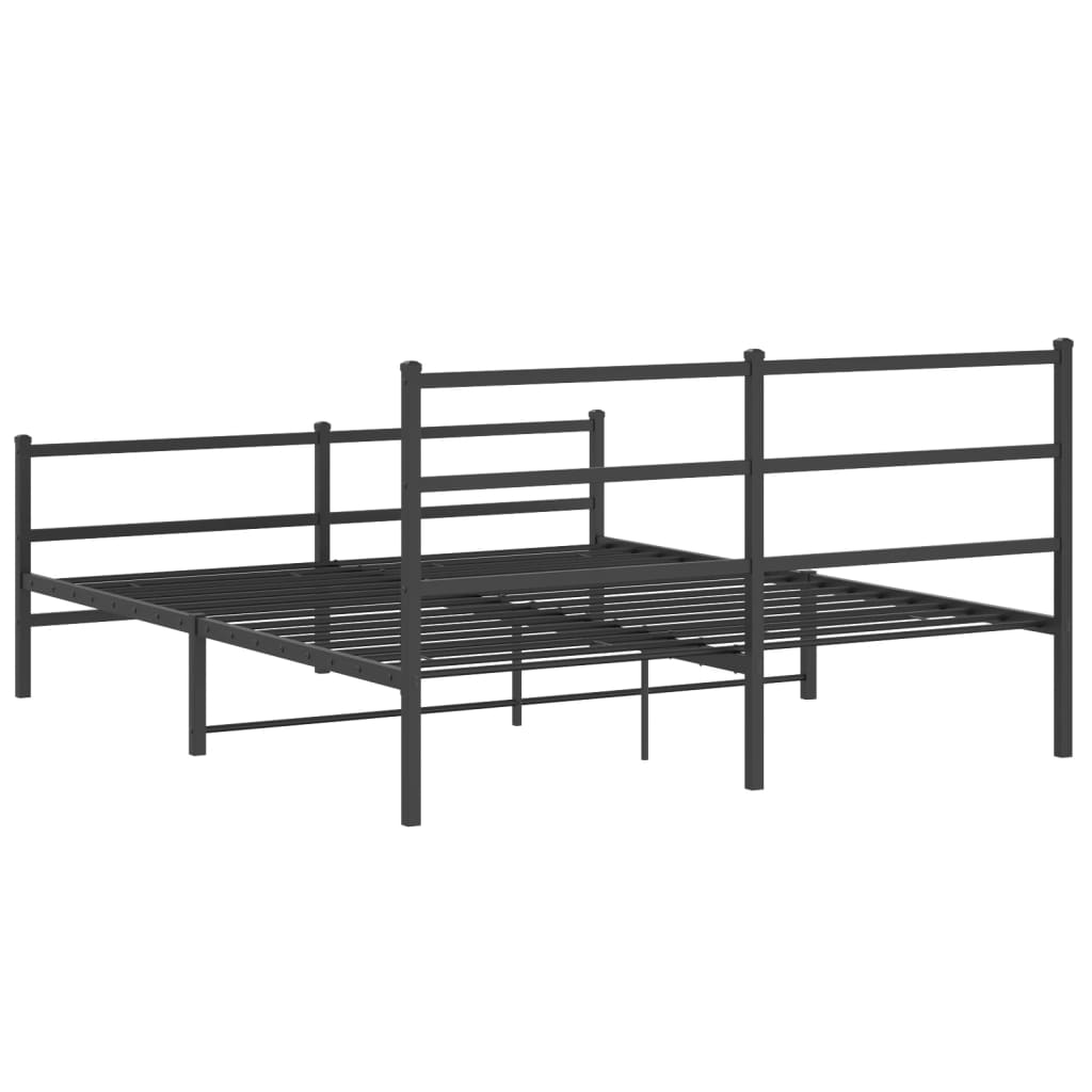 vidaXL Metal Bed Frame without Mattress with Footboard Black 150x200cm