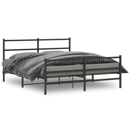 vidaXL Metal Bed Frame without Mattress with Footboard Black 150x200cm