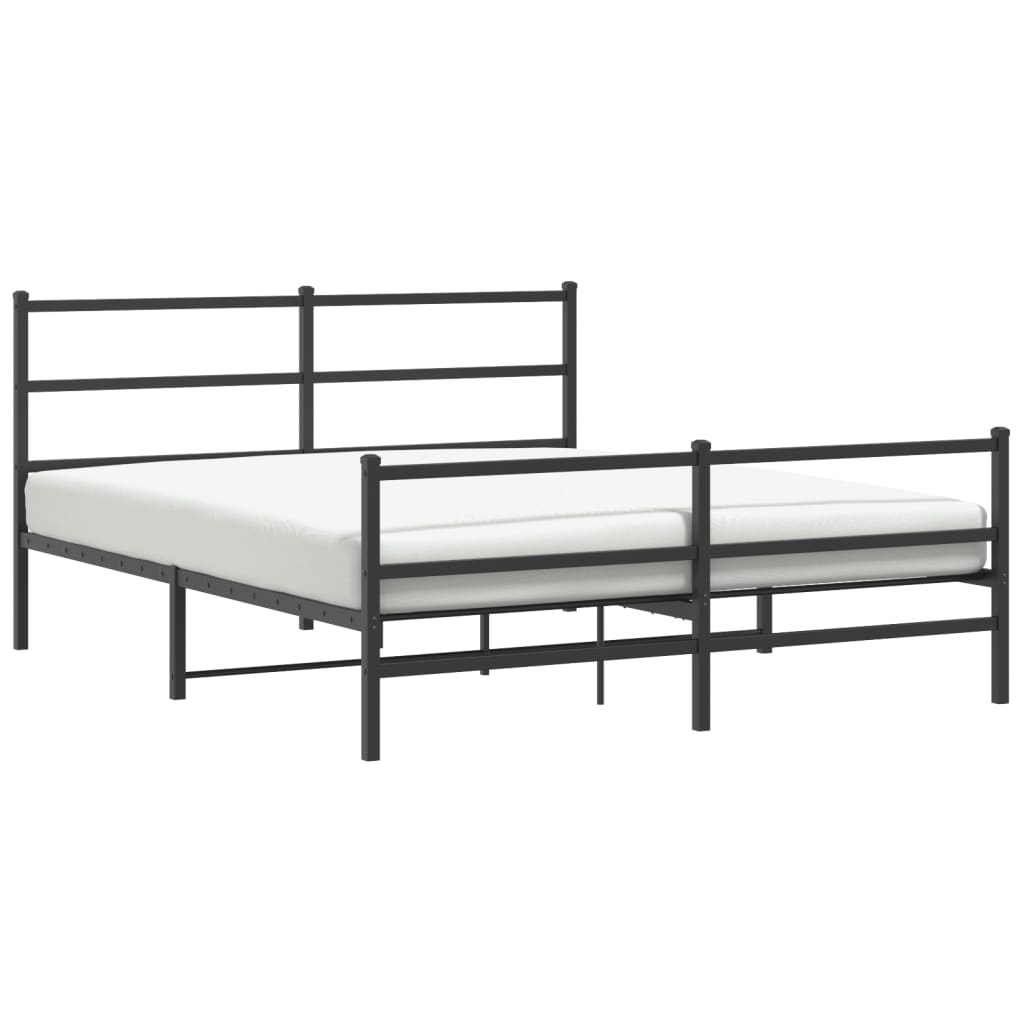 vidaXL Metal Bed Frame without Mattress with Footboard Black 160x200cm