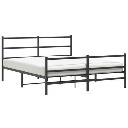 vidaXL Metal Bed Frame without Mattress with Footboard Black 160x200cm