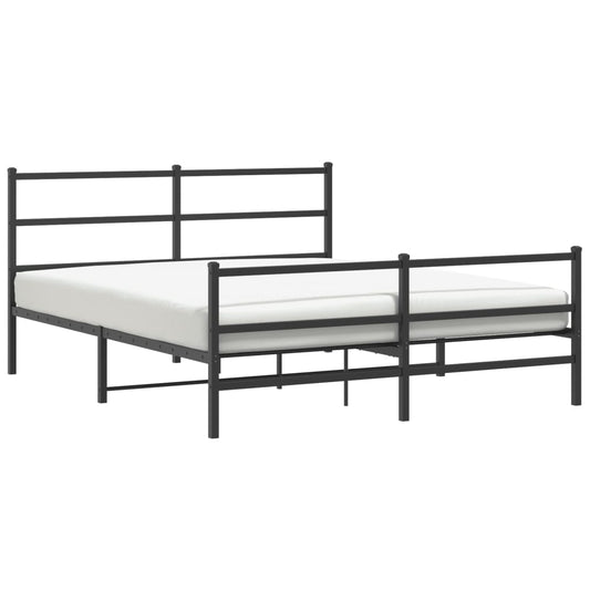 vidaXL Metal Bed Frame without Mattress with Footboard Black 160x200cm