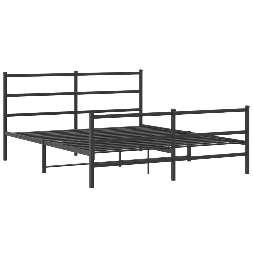 vidaXL Metal Bed Frame without Mattress with Footboard Black 160x200cm