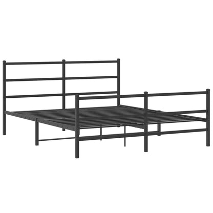 vidaXL Metal Bed Frame without Mattress with Footboard Black 160x200cm
