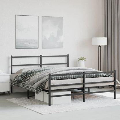 vidaXL Metal Bed Frame without Mattress with Footboard Black 160x200cm