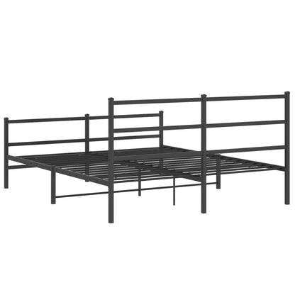 vidaXL Metal Bed Frame without Mattress with Footboard Black 160x200cm