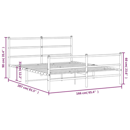 vidaXL Metal Bed Frame without Mattress with Footboard Black 160x200cm
