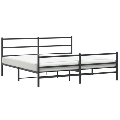 vidaXL Metal Bed Frame without Mattress with Footboard Black 180x200cm