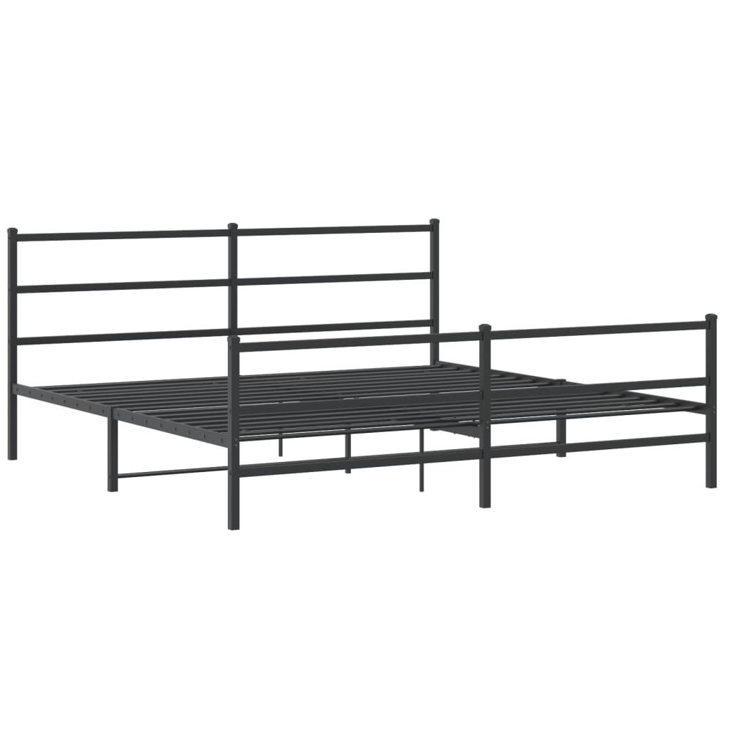 vidaXL Metal Bed Frame without Mattress with Footboard Black 180x200cm