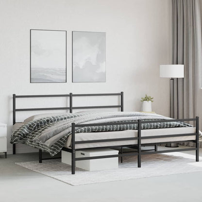 vidaXL Metal Bed Frame without Mattress with Footboard Black 180x200cm