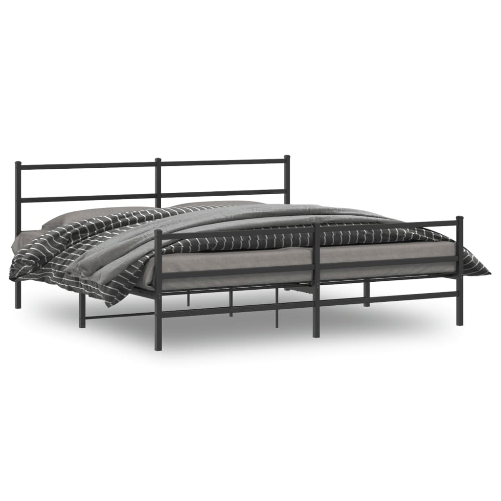 vidaXL Metal Bed Frame without Mattress with Footboard Black 180x200cm
