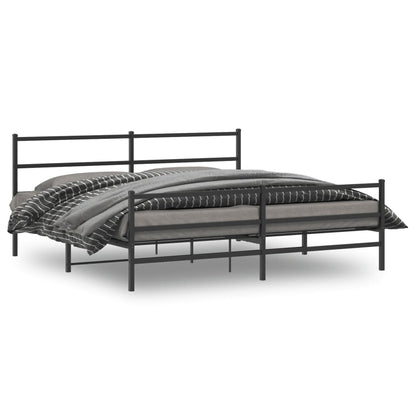 vidaXL Metal Bed Frame without Mattress with Footboard Black 180x200cm
