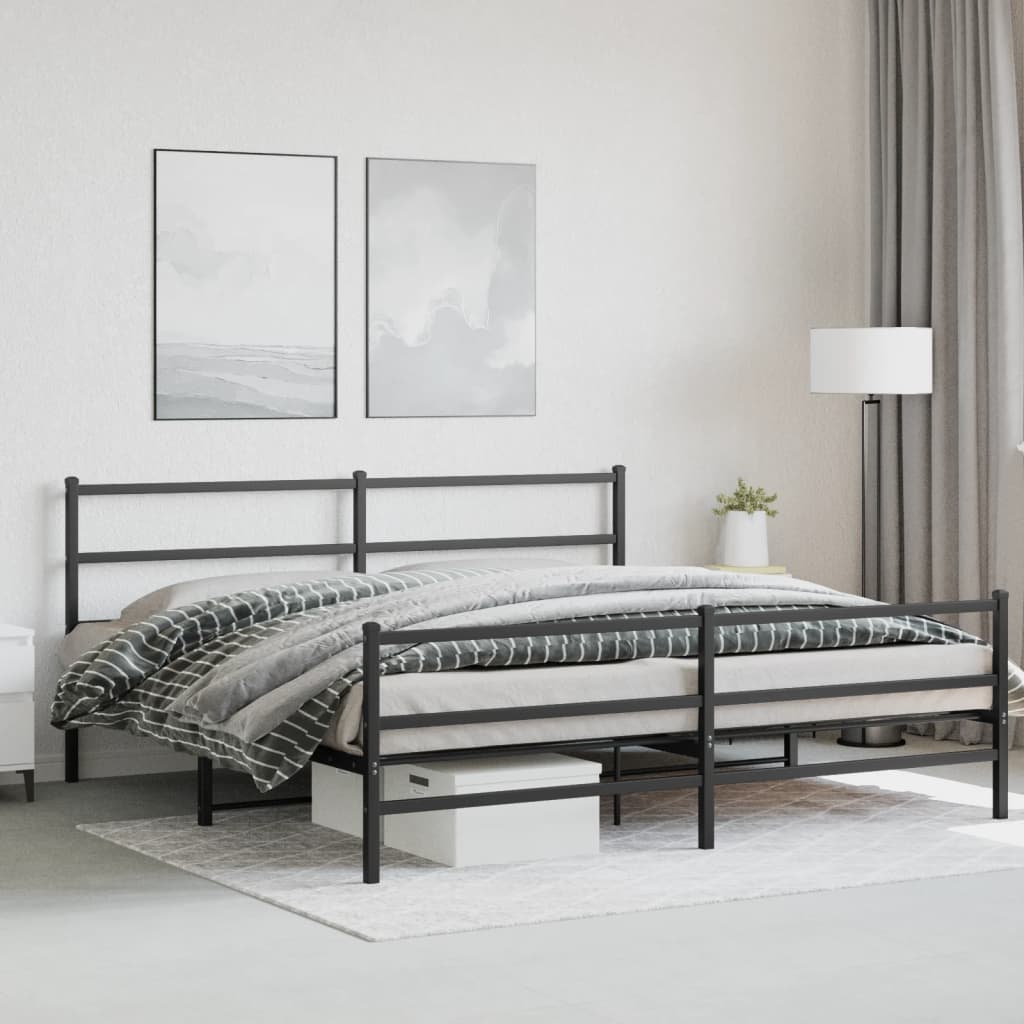 vidaXL Metal Bed Frame without Mattress with Footboard Black 183x213cm