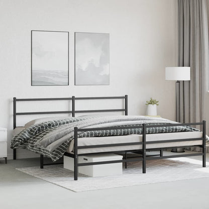 vidaXL Metal Bed Frame without Mattress with Footboard Black 183x213cm