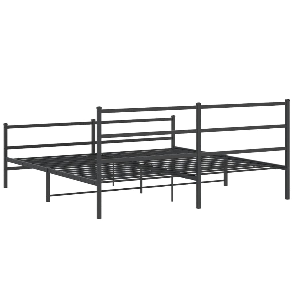 vidaXL Metal Bed Frame without Mattress with Footboard Black 183x213cm