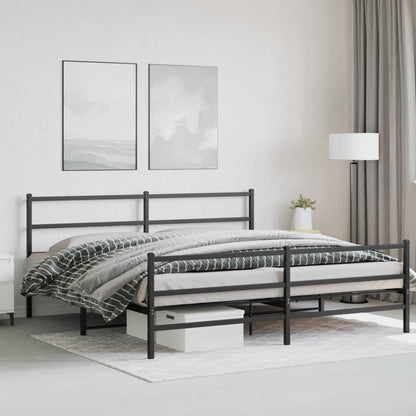 vidaXL Metal Bed Frame without Mattress with Footboard Black 193x203cm