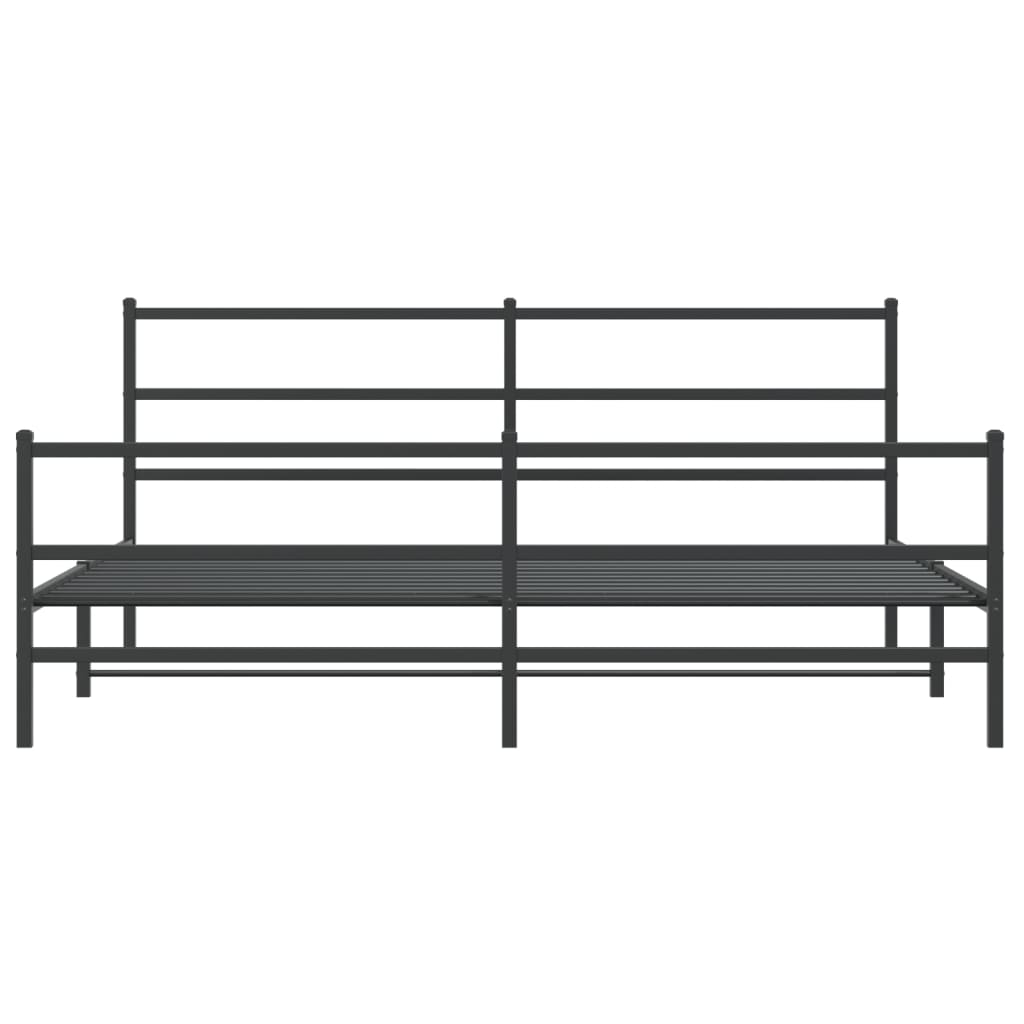 vidaXL Metal Bed Frame without Mattress with Footboard Black 193x203cm
