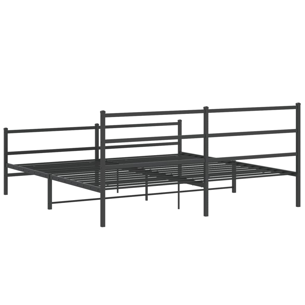 vidaXL Metal Bed Frame without Mattress with Footboard Black 193x203cm