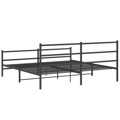 vidaXL Metal Bed Frame without Mattress with Footboard Black 193x203cm