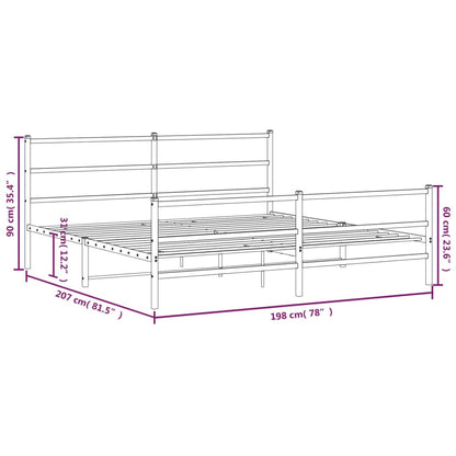 vidaXL Metal Bed Frame without Mattress with Footboard Black 193x203cm