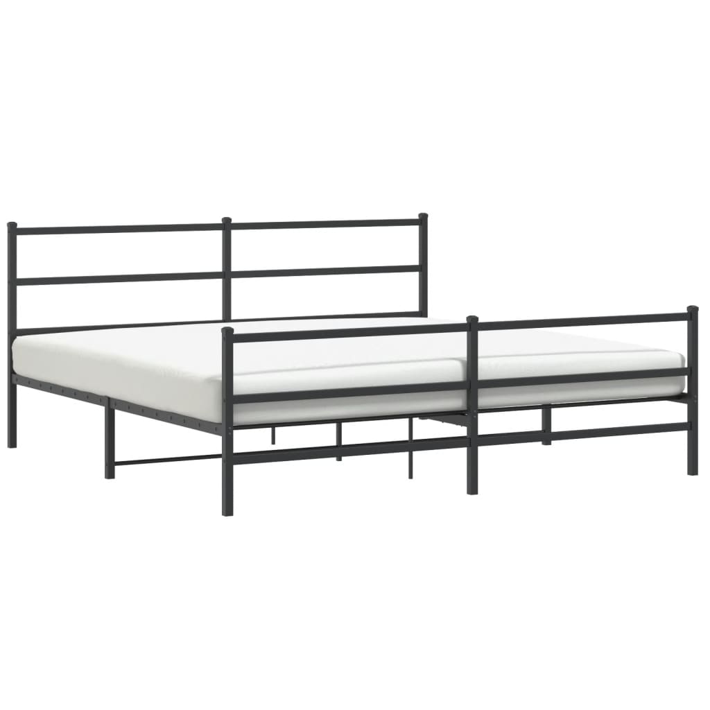 vidaXL Metal Bed Frame without Mattress with Footboard Black 200x200cm