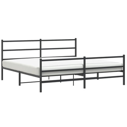 vidaXL Metal Bed Frame without Mattress with Footboard Black 200x200cm