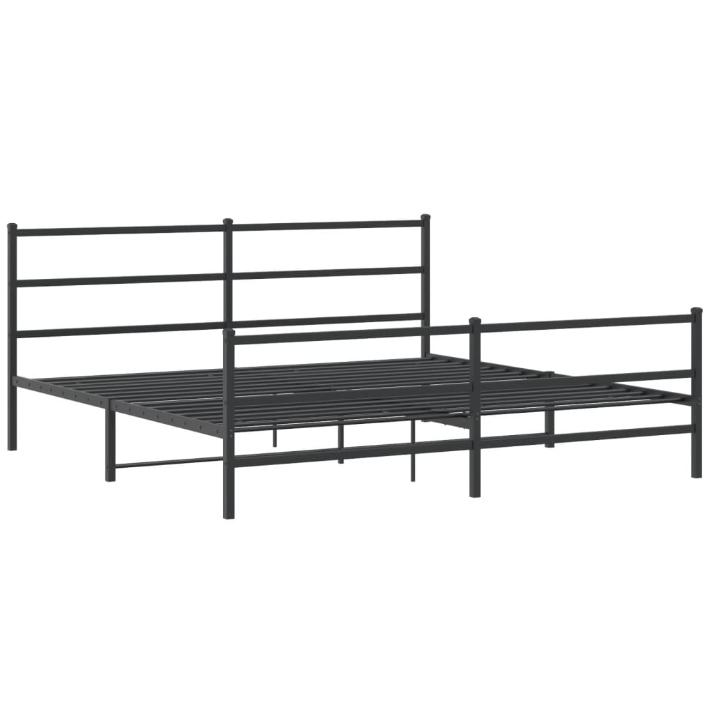 vidaXL Metal Bed Frame without Mattress with Footboard Black 200x200cm