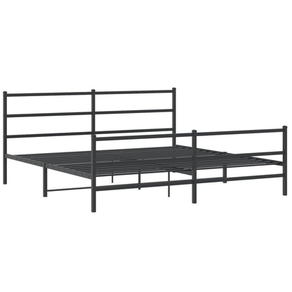 vidaXL Metal Bed Frame without Mattress with Footboard Black 200x200cm