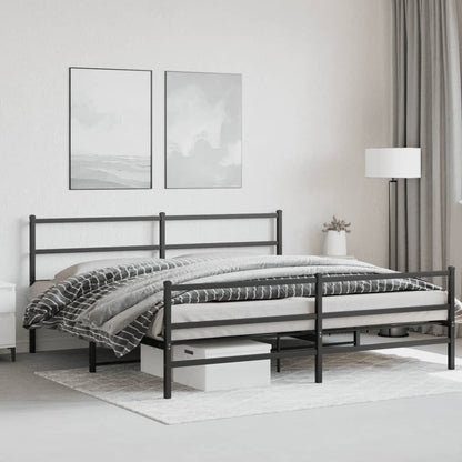 vidaXL Metal Bed Frame without Mattress with Footboard Black 200x200cm