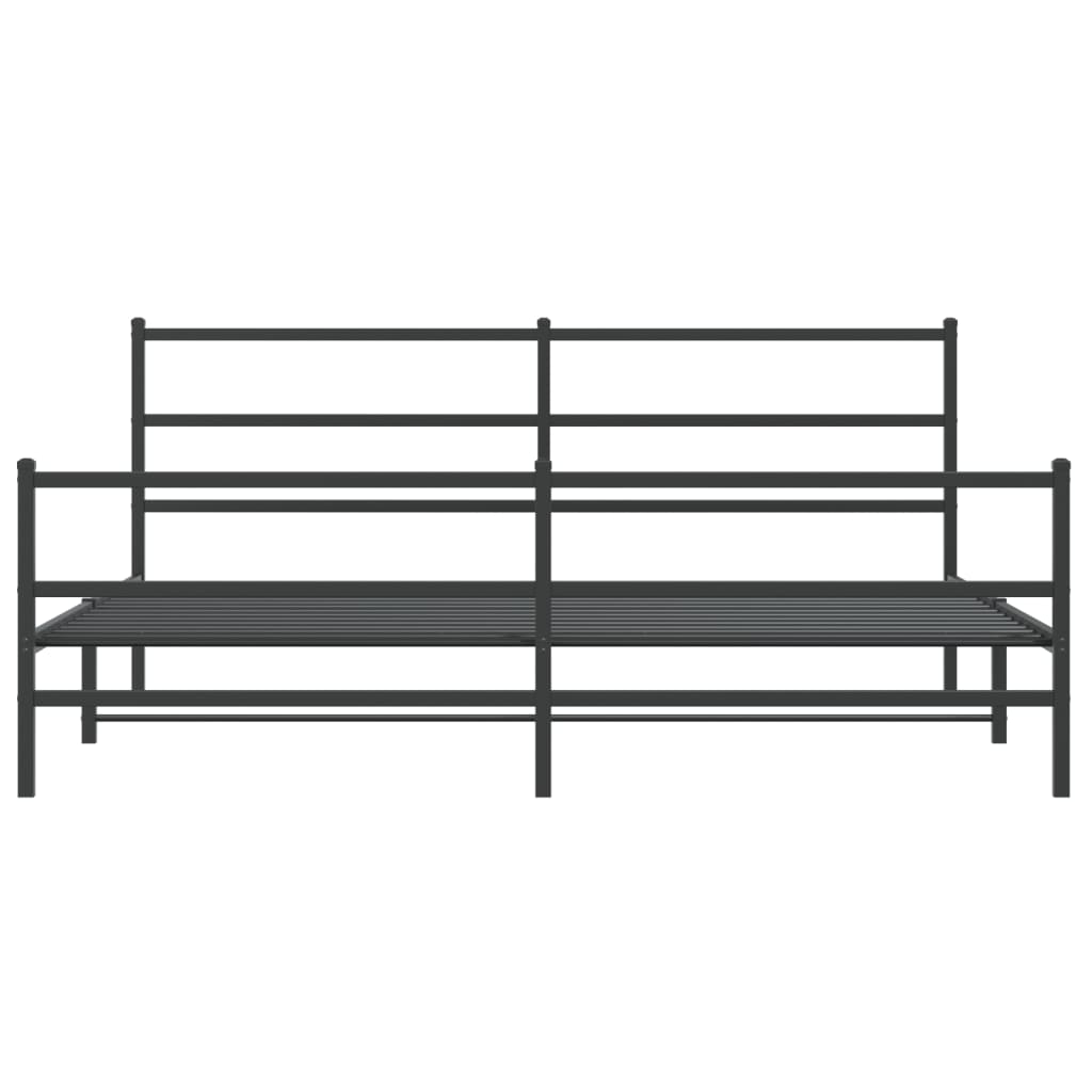 vidaXL Metal Bed Frame without Mattress with Footboard Black 200x200cm