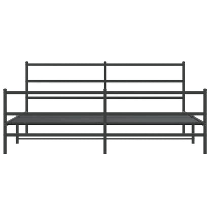vidaXL Metal Bed Frame without Mattress with Footboard Black 200x200cm