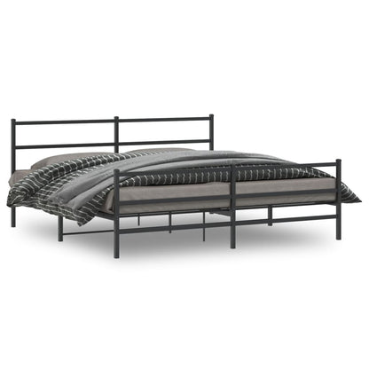 vidaXL Metal Bed Frame without Mattress with Footboard Black 200x200cm