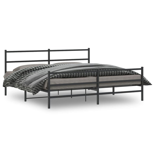 vidaXL Metal Bed Frame without Mattress with Footboard Black 200x200cm