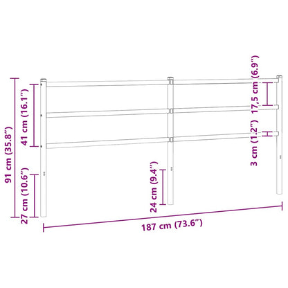 vidaXL Metal Replace Headboard Black 180 cm