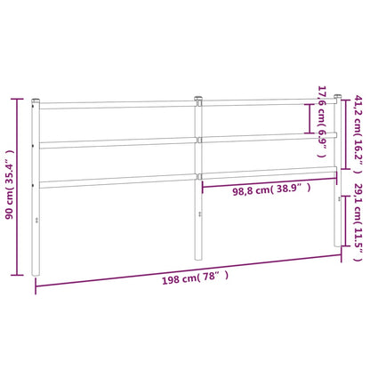 vidaXL Metal Replace Headboard Black 193 cm