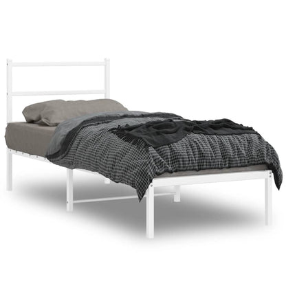 vidaXL Metal Bed Frame without Mattress with Headboard White 75x190cm