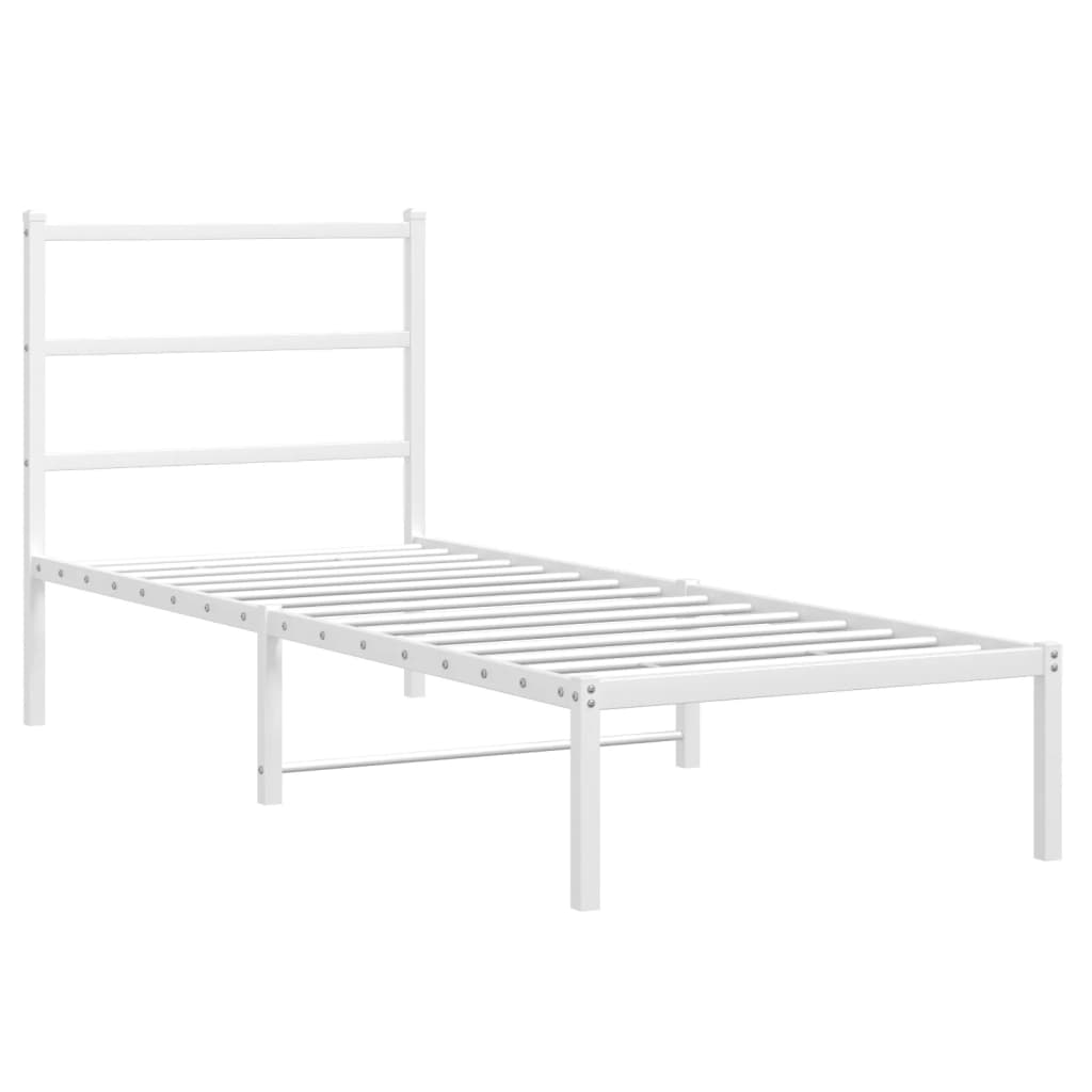 vidaXL Metal Bed Frame without Mattress with Headboard White 80x200cm