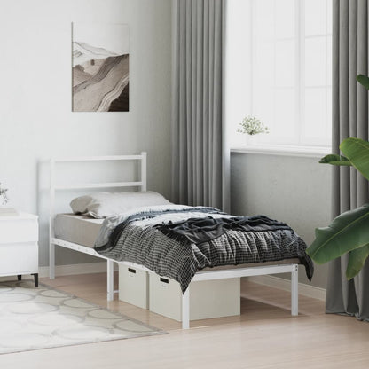 vidaXL Metal Bed Frame without Mattress with Headboard White 80x200cm