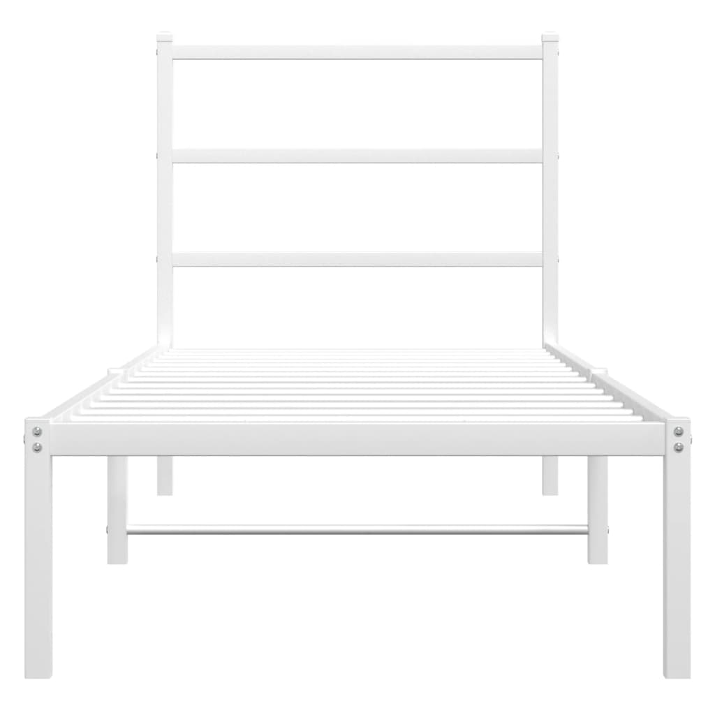 vidaXL Metal Bed Frame without Mattress with Headboard White 80x200cm