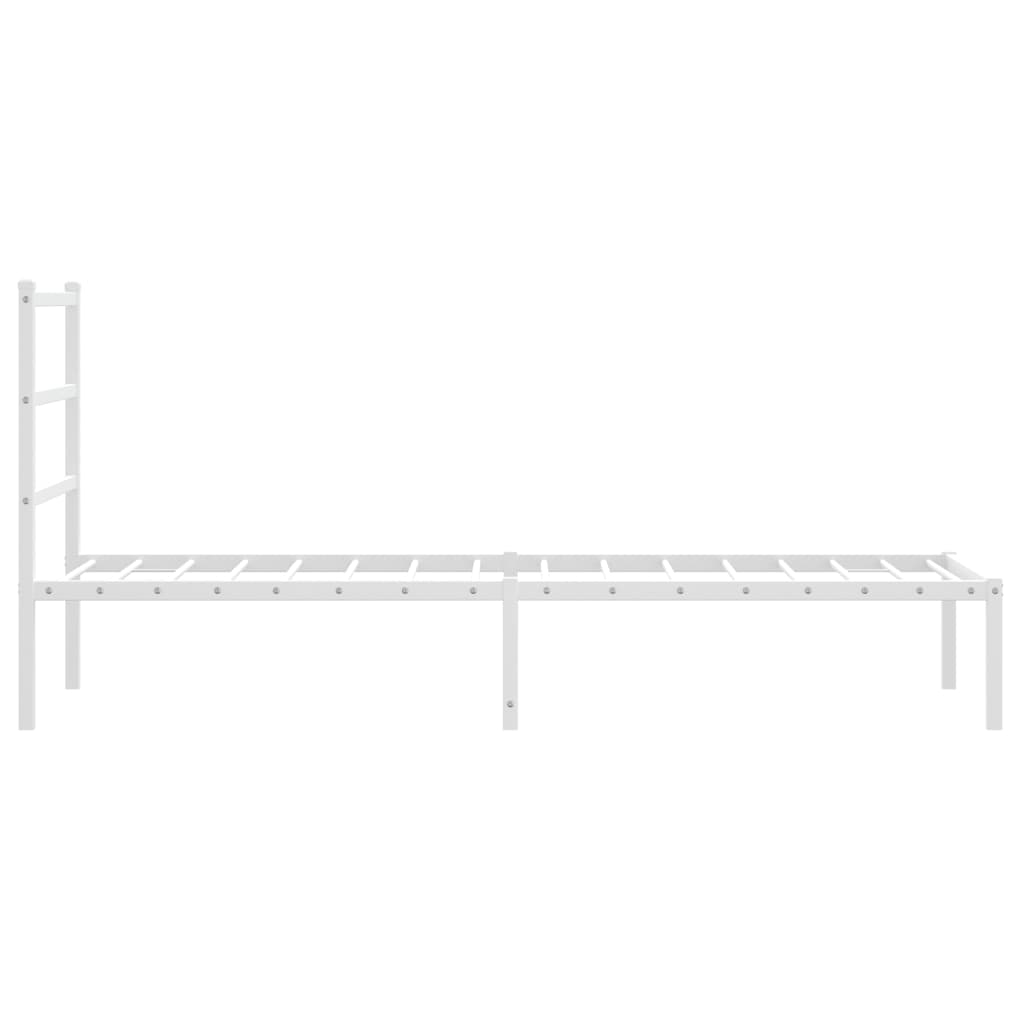 vidaXL Metal Bed Frame without Mattress with Headboard White 80x200cm