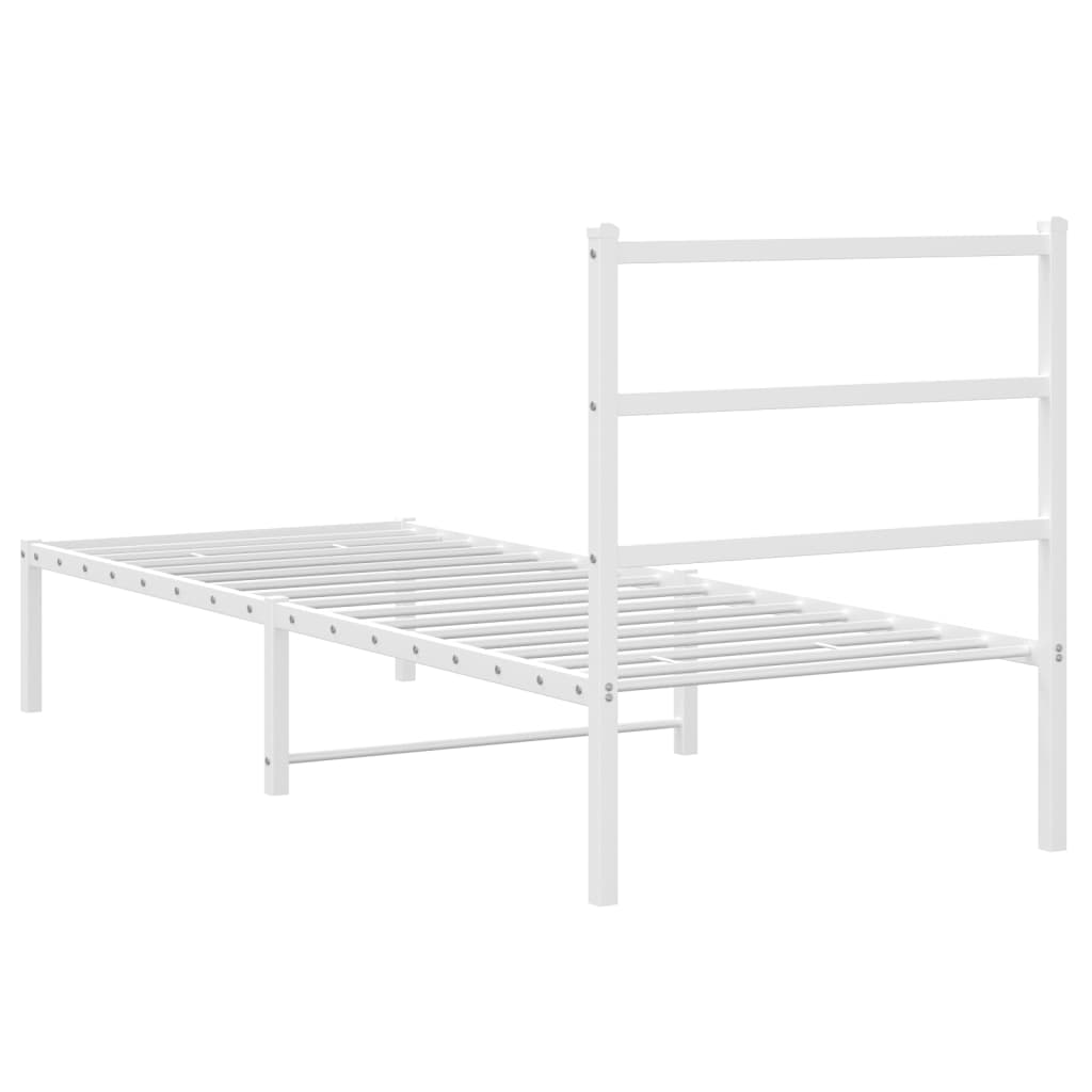 vidaXL Metal Bed Frame without Mattress with Headboard White 80x200cm